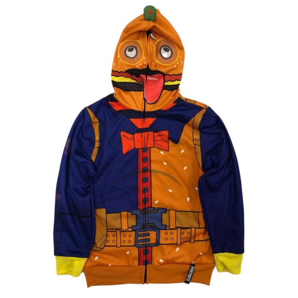 Fortnite Sledgehammer Burger Hoodie Zip Front Sweatshirt Jacket 14-16